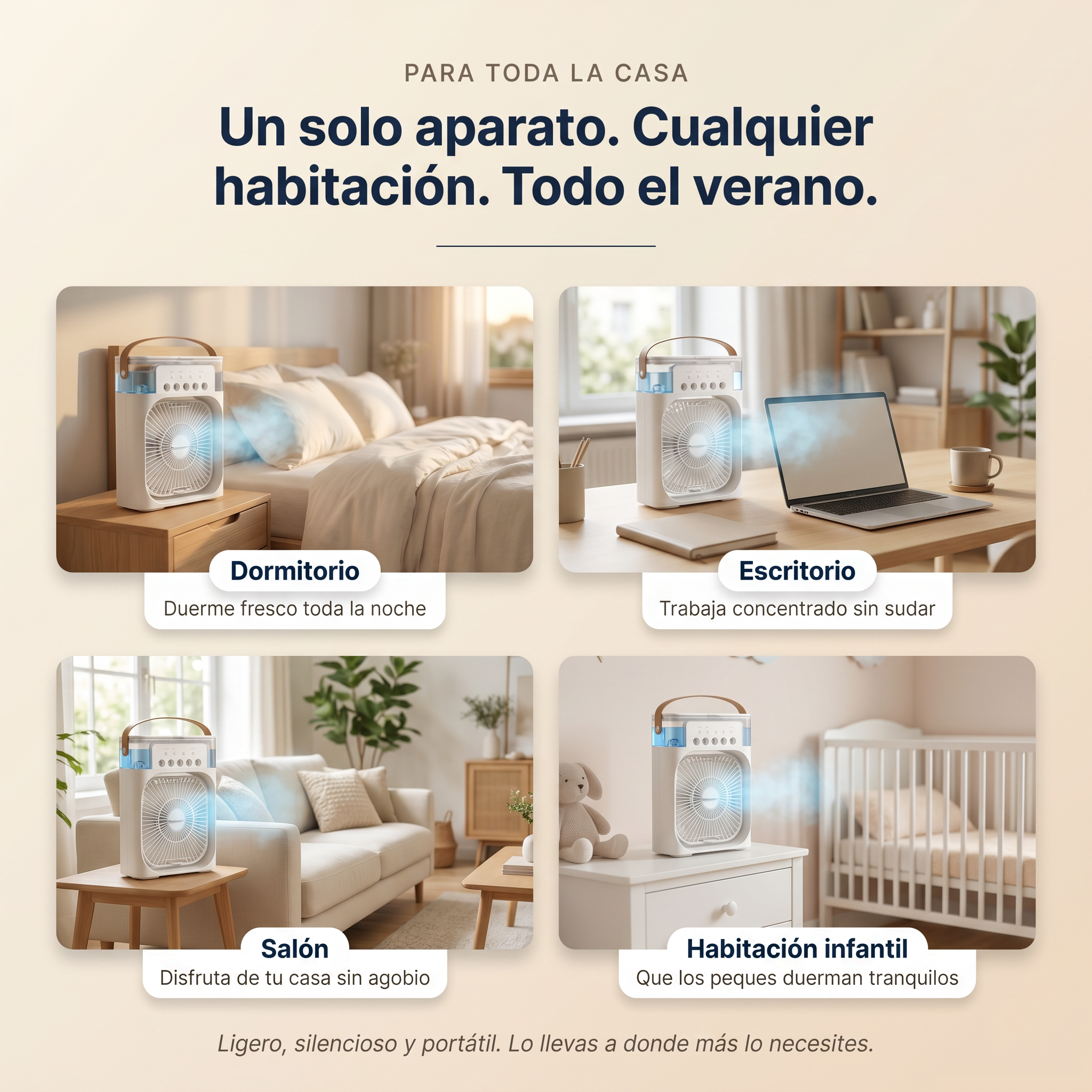 Mini Aire Portátil 4 en 1 — Duerme Fresco Sin Pagar Aire Acondicionado